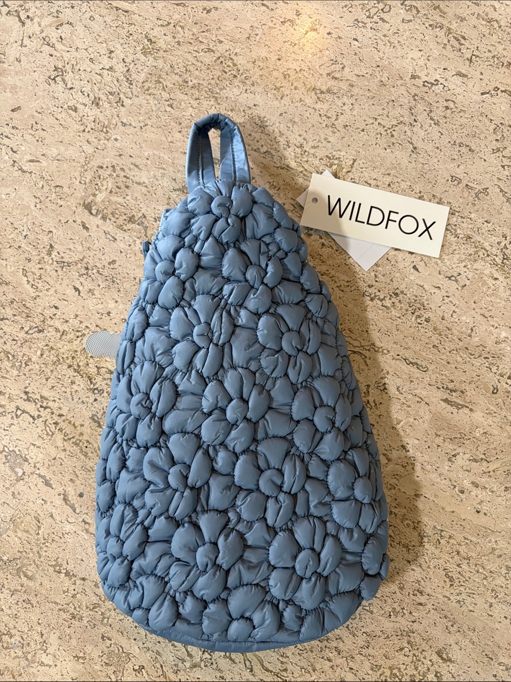 Wildfox Dusty Blue Quilted Floral Sling Bag NWT
